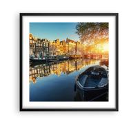 Poster 50x50cm Canale barca Amsterdam acqua Stampe Immagini Quadri Moderni