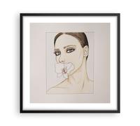 Poster 50x50cm Donna Silenzio Fiore Stampe Immagini Quadri Moderni Murale