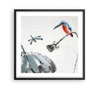 Poster 50x50cm Libellula uccello fiore Stampe Immagini Quadri Moderni Murale