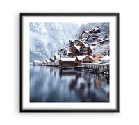 Poster 50x50cm Paesaggio Insediamento Di Montagna Inverno Stampe Quadri Moderni