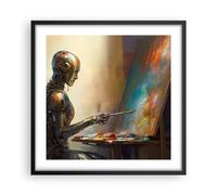 Poster 50x50cm Pittura Robot Spazzola Stampe Immagini Quadri Moderni Murale