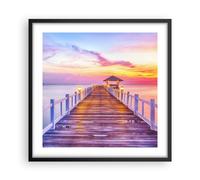Poster 50x50cm Tramonto acqua ponte orizzonte Stampe Immagini Quadri Moderni