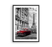 Poster 50x70cm Auto Eiffle Via edificio Stampe Immagini Quadri Moderni Murale