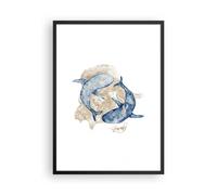 Poster 50x70cm Balena acquerello oro Stampe Immagini Quadri Moderni Murale