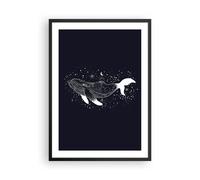 Poster 50x70cm Balena Bianco E Nero Grafica Stampe Immagini Quadri Murale