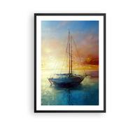 Poster 50x70cm Barca a vela Ovest Il Sole Stampe Immagini Quadri Moderni Murale