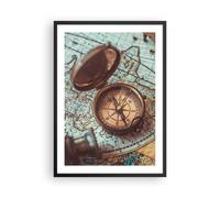 Poster 50x70cm Bussola Vintage Mappa Stampe Immagini Quadri Moderni Murale