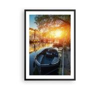 Poster 50x70cm Canale barca Amsterdam acqua Stampe Immagini Quadri Murale