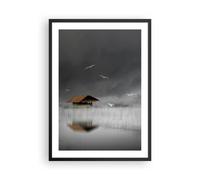 Poster 50x70cm Capanna nebbia palude Stampe Immagini Quadri Moderni Murale