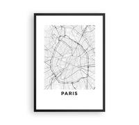 Poster 50x70cm Città mappa Parigi Stampe Immagini Quadri Moderni Murale