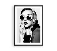 Poster 50x70cm Donna Occhiali Vintage Stampe Immagini Quadri Moderni Murale