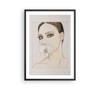 Poster 50x70cm Donna Silenzio Fiore Stampe Immagini Quadri Moderni Murale