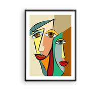 Decorativi Stampa da Parete 50x70cm Poster da Parete Facce Cubismo Astrazione Cucina Decorazione Murale Wall Art Cornice Nera Quadri Moderni Soggiorno Camera da Letto Immagini - P2BPA50x70-6184