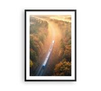 Poster 50x70cm Ferrovia autunno sole Stampe Immagini Quadri Moderni Murale