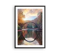 Poster 50x70cm Giardino rododendri ponte Stampe Immagini Quadri Moderni Murale