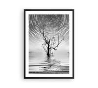 Decorativi Stampa da Parete 50x70cm Poster da Parete In bianco e nero albero lago Cucina Decorazione Murale Wall Art Cornice Nera Quadri Moderni Soggiorno Camera da Letto Immagini - P2BPA50x70-4253