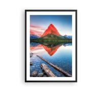 Poster 50x70cm Lago montagne riflessione Stampe Immagini Quadri Moderni Murale