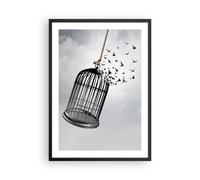 Poster 50x70cm Libertà gabbia uccelli Stampe Immagini Quadri Moderni Murale