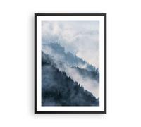 Poster 50x70cm Montagne nebbia alberi Stampe Immagini Quadri Moderni Murale
