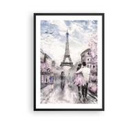 Poster 50x70cm Paris Percorso Illustrazione Eiffle Stampe Immagini Quadri Murale