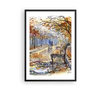 Poster 50x70cm Percorso Panchina Autunno donna Stampe Immagini Quadri Murale