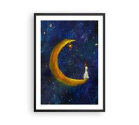Poster 50x70cm Ragazza Su La Luna Stampe Immagini Quadri Moderni Murale