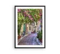 Poster 50x70cm Strada decorazione fiori grecia Stampe Immagini Quadri Murale