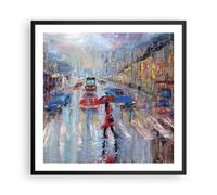 Poster 60x60cm Acrilico Città Pioggia Stampe Immagini Quadri Moderni Murale