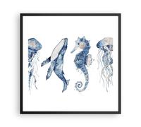 Poster 60x60cm Animali Marine Bambini Stampe Immagini Quadri Moderni Murale