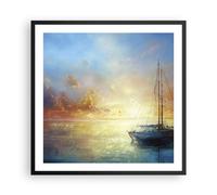 Poster 60x60cm Barca a vela Ovest Il Sole Stampe Immagini Quadri Moderni Murale