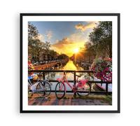 Poster 60x60cm Biciclette Canale Amsterdam l'architettura Stampe Quadri Moderni