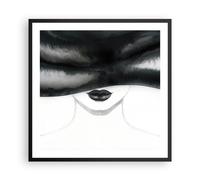 Poster 60x60cm Donna Cappello In Bianco E Nero Stampe Immagini Quadri Moderni