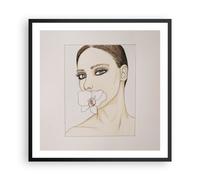 Poster 60x60cm Donna Silenzio Fiore Stampe Immagini Quadri Moderni Murale