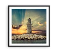 Poster 60x60cm Faro acqua mare pietre Stampe Immagini Quadri Moderni Murale
