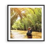 Poster 60x60cm Fiume Mekong Łódź Stampe Immagini Quadri Moderni Murale
