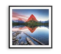 Poster 60x60cm Lago montagne riflessione Stampe Immagini Quadri Moderni Murale