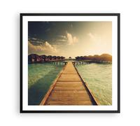 Poster 60x60cm Maldive Cottage Acqua Stampe Immagini Quadri Moderni Murale
