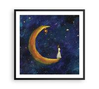 Poster 60x60cm Ragazza Su La Luna Stampe Immagini Quadri Moderni Murale