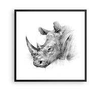 Poster 60x60cm Rinoceronte Ritratto Grafica Stampe Immagini Quadri Moderni
