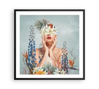 Poster 60x60cm Surreale Donna Fiori Stampe Immagini Quadri Moderni Murale