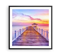 Poster 60x60cm Tramonto acqua ponte orizzonte Stampe Immagini Quadri Moderni