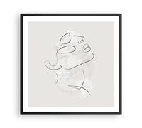 Decorativi Stampa da Parete 60x60cm Poster da Parete Viso Linea Schizzo Cucina Decorazione Murale Wall Art Cornice Nera Quadri Moderni Soggiorno Camera da Letto Grafica Immagini - P2BAC60x60-5031