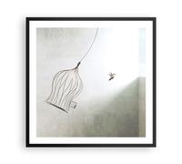 Poster 60x60cm Volo uccello gabbia Stampe Immagini Quadri Moderni Murale