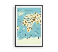 Poster 61x91cm Animali il mondo mappa Stampe Immagini Quadri Moderni Murale