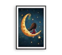 Poster 61x91cm Bambini ragazza luna Stampe Immagini Quadri Moderni Murale