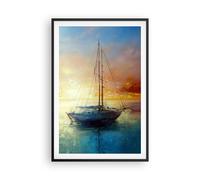 Poster 61x91cm Barca a vela Ovest Il Sole Stampe Immagini Quadri Moderni Murale