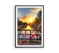 Poster 61x91cm Biciclette Canale Amsterdam l'architettura Stampe Quadri Murale
