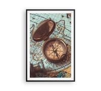 Poster 61x91cm Bussola Vintage Mappa Stampe Immagini Quadri Moderni Murale