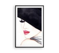 Poster 61x91cm Donna Labbra Cappello eleganza Stampe Immagini Quadri Murale