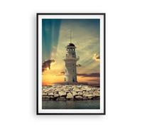 Poster 61x91cm Faro acqua mare pietre Stampe Immagini Quadri Moderni Murale